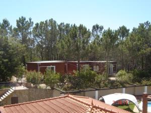 a building in the middle of a yard with trees at Quinta Dos Amarelos no Meco in Aldeia do Meco