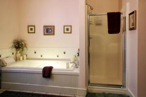 y baño con bañera y ducha. en Barrister's Bed & Breakfast, en Seneca Falls