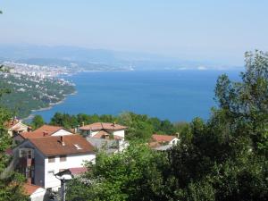 a view of a large body of water with houses at Apartment Gogo in Opatija