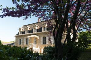 une grande maison avec un arbre en face dans l'établissement Les Magnolias, à Lalinde