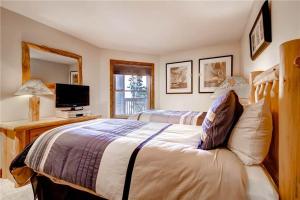 Un dormitorio con dos camas y un televisor de pantalla plana. en Tyra Summit B-2-C, en Breckenridge 19 fotos más