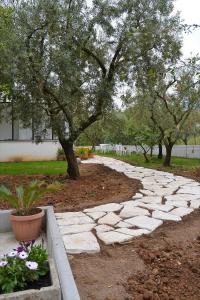 フォルミアにあるb&b Il Girasole Formia Guesthouseの庭木石歩道
