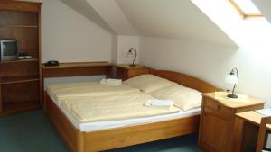 Postel nebo postele na pokoji v ubytování Hotel Krakonoš