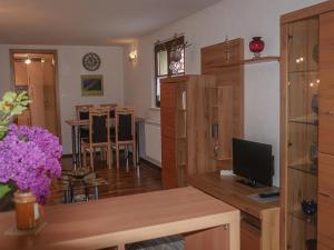 sala de estar con cocina y comedor en Ferienwohnung Am Elberadweg, en Dresden