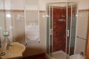 a bathroom with a shower and a sink at Residence Hotel Torresilvana in Vieste