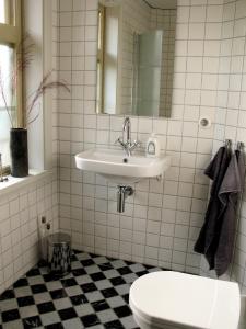 ein Bad mit einem Waschbecken und einem WC in der Unterkunft Lilla Hotellet in Tranemo