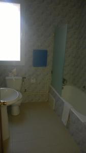 La salle de bains est pourvue de toilettes, d'une baignoire et d'un lavabo. dans l'établissement Hotel Excellence, à Tunis