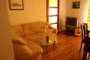 a living room with a couch and a tv at Apartments Z in Dugi Rat