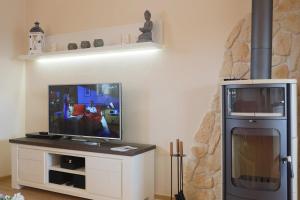 TV a/nebo společenská místnost v ubytování Landhäuser Bergwiese - Ferienhaus Höhenblick