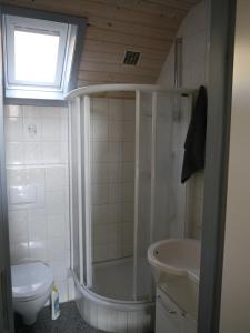 キルヒハイムにあるFerienhaus "Milla" Nr52のバスルーム(シャワー、トイレ、シンク付)