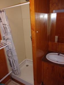 a bathroom with a shower and a sink at Le Champbourguet in Super Besse