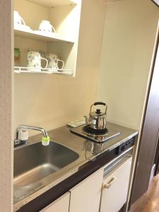 a kitchen with a sink and a stove at Park Hills in Kitami