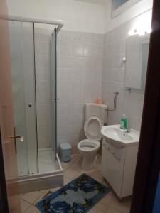 a bathroom with a shower and a toilet and a sink at Apartment Djanina in Cres