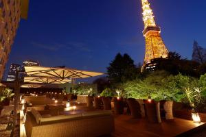 a view of the eiffel tower at night at Tokyo Prince Hotel in Tokyo