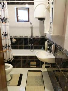 a bathroom with a sink and a tub and a toilet at Apartment Sky in Korenica