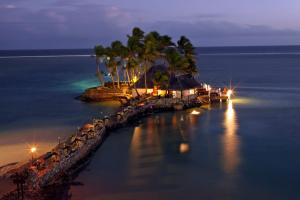 an island in the ocean at night with palm trees at The Warwick Fiji in Korolevu
