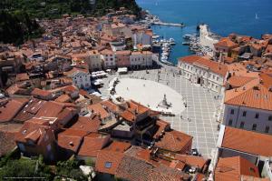 an aerial view of the city of dubrovnik at Apartment Tartini in Piran