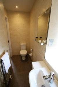 a bathroom with a toilet and a sink and a mirror at Corriegarth Hotel in Inverness