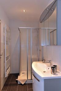 bagno con lavandino e doccia di Extrablatt a Oberhof