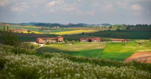 uma casa no meio de um campo de relva em Tenuta Montemagno Relais & Wines em Montemagno