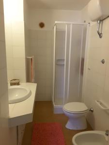 ein Badezimmer mit Toilette, Waschbecken und Dusche in der Unterkunft Appartamento Poggio Romantico in Marciana