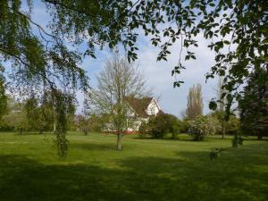 a grassy field with trees and houses at Birkely Bed and Breakfast in Stege