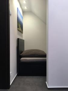 1 dormitorio con 1 cama en la esquina de una habitación en Apartament Meander en Szklarska Poręba