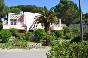 a house with a palm tree in front of it at Quinta do lago & golf in Quinta do Lago