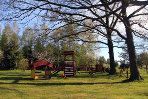 un parc avec une aire de jeux avec un arbre dans l'établissement Hlebówka siedlisko w Sudetach, à Lubawka