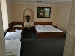 Un pat sau paturi într-o cameră la Apartments U Švejků