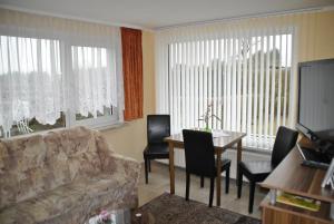 a living room with a couch and a table at Guest house Mückenheim in Benneckenstein