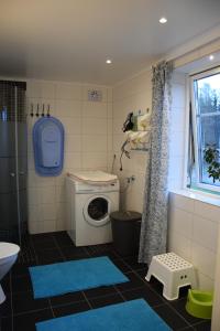 bagno con lavatrice e doccia di Kronobo a Marieholm