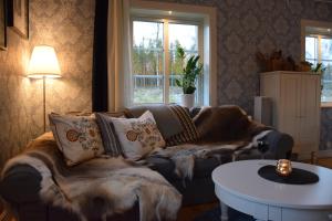 - un salon avec un canapé et une table dans l'établissement Kronobo, à Marieholm