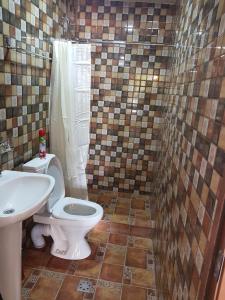 a bathroom with a toilet and a sink at Lavash Hotel in Sevan