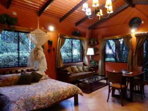 内罗毕Lake View Studios的一间带床的卧室和一间客厅