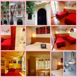 Un collage de diferentes imágenes de una habitación. en Hostal Madrazo, en Barcelona