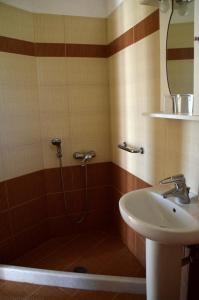 a bathroom with a shower and a sink at Alex Mike in Agia Anna Naxos