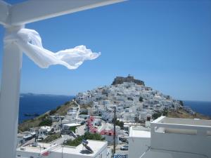 a view of a town on top of a mountain at Studios Anemomilos in Astypalaia Town