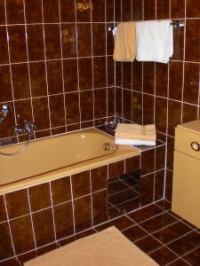 a bathroom with a tub and a toilet at Haus Rita in Berwang