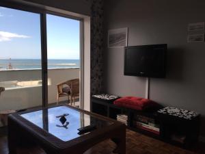 フィゲイラ・ダ・フォズにあるCasino & Beach Apartmentの海の景色を望むリビングルーム