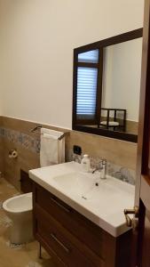 a bathroom with a sink and a toilet and a mirror at b&b Caravella in Mezzojuso +45 photos
