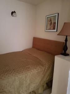 基督教堂市Glynver Apartments的一间小卧室,配有床和灯 更多21张照片