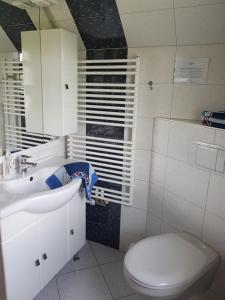 Koupelna v ubytování Ferienwohnung Zum Heuschober