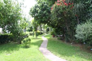 un chemin à travers un parc planté d'arbres et d'herbe dans l'établissement Culture Hotel Villa Capodimonte, à Naples