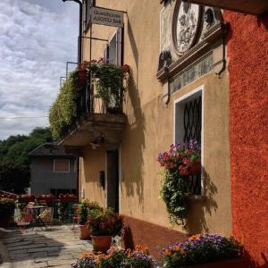 a building with potted plants on the side of it at Guesthouse Arosio B&B in Arosio