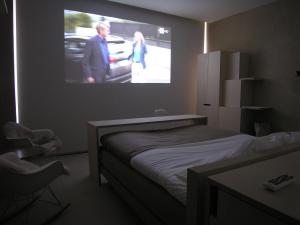 a room with a television and a bed in it at Design B&B Logidenri in Ghent