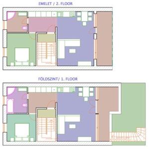 dos diagramas que muestran los pisos de un edificio en LUX Apartman, en Balatonfüred