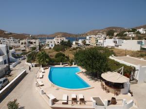 arial view of a swimming pool in a resort at Pension Irene in Ios Chora