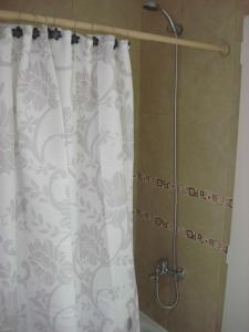y baño con ducha y cortina de ducha. en Rent Apart Caballito 2 en Buenos Aires