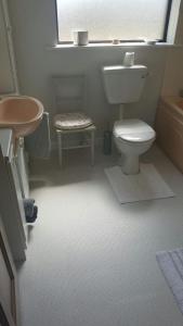 uma casa de banho com um WC, um lavatório e uma janela em Avondale em Sligo